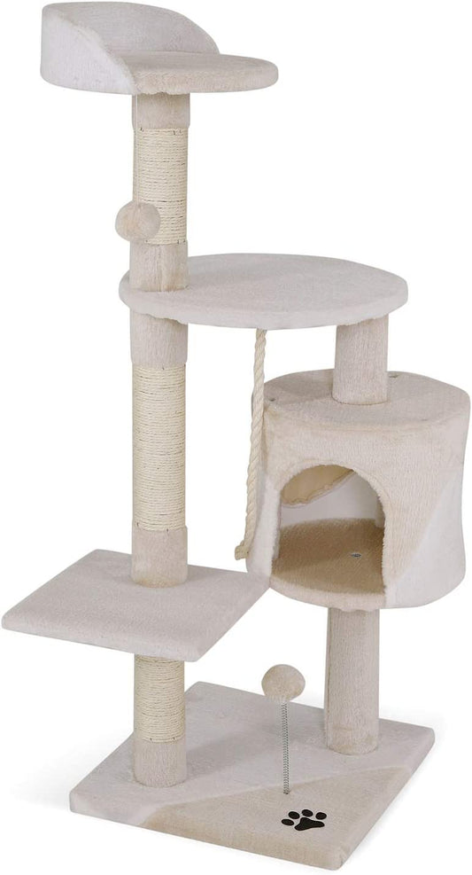 Lionto KB00206 Cat Tree 112cm Beige/White