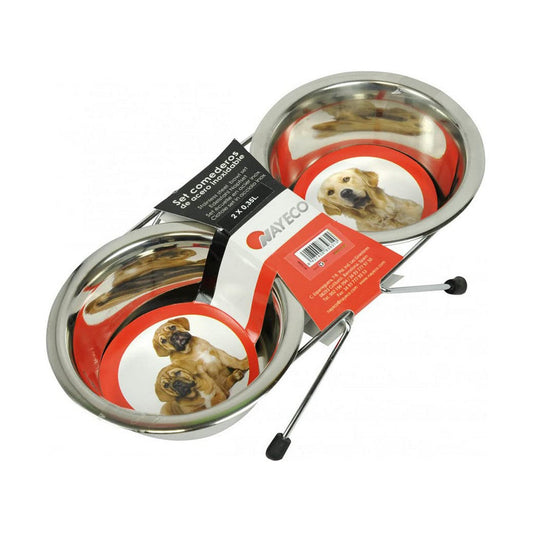 Dog Feeder Nayeco Stainless steel (2 x 350 ml)